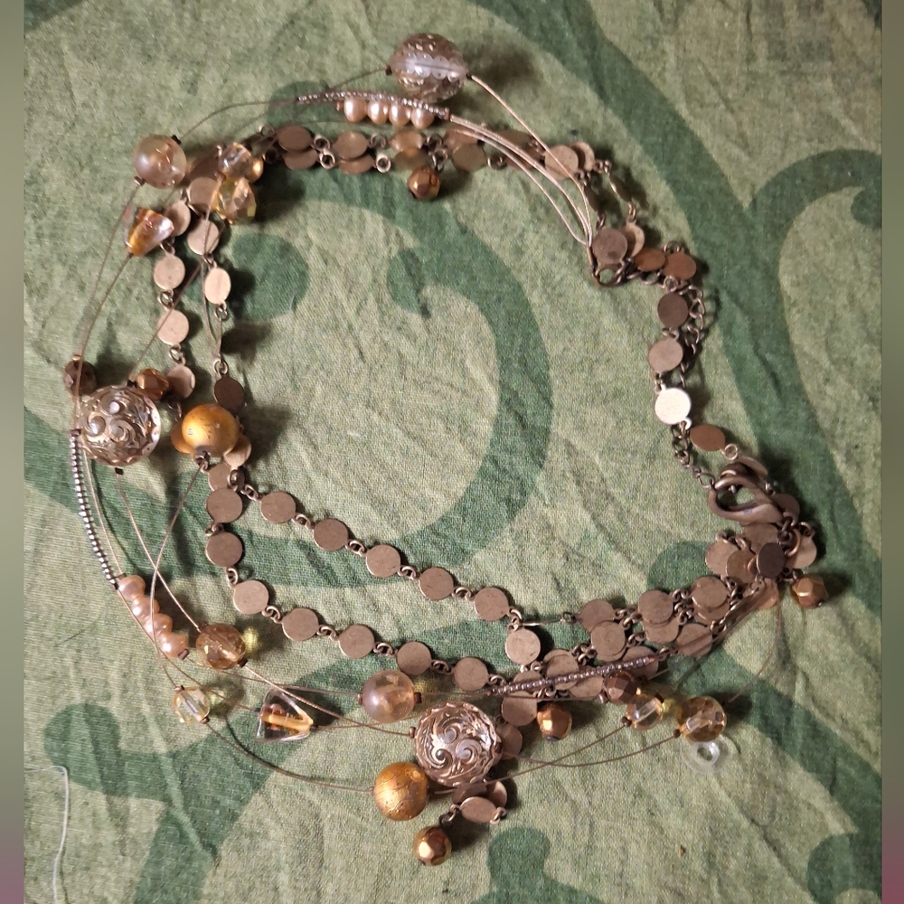 Elegant Gold and Silver Beaded Necklace